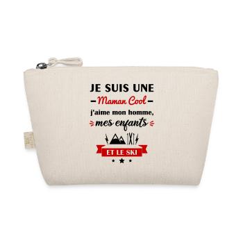 Maman cool ski, skieuse - Trousse biologique - nature - Devant