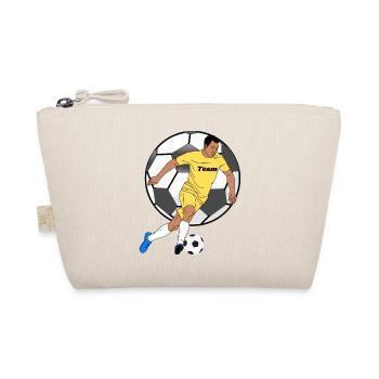 Gelbes Teamspieler-Design mit Ball - Bio-Täschchen - Natur - Vorne