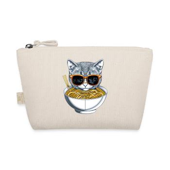 Süße Katze mit Sonnenbrille genießt Ramen Design - Bio-Täschchen - Natur - Vorne
