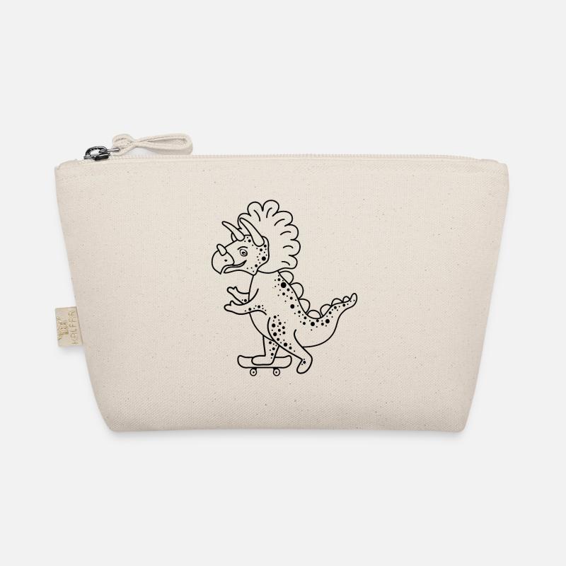 Dinosaur Cartoon Triceratops skating. Organic Pouch