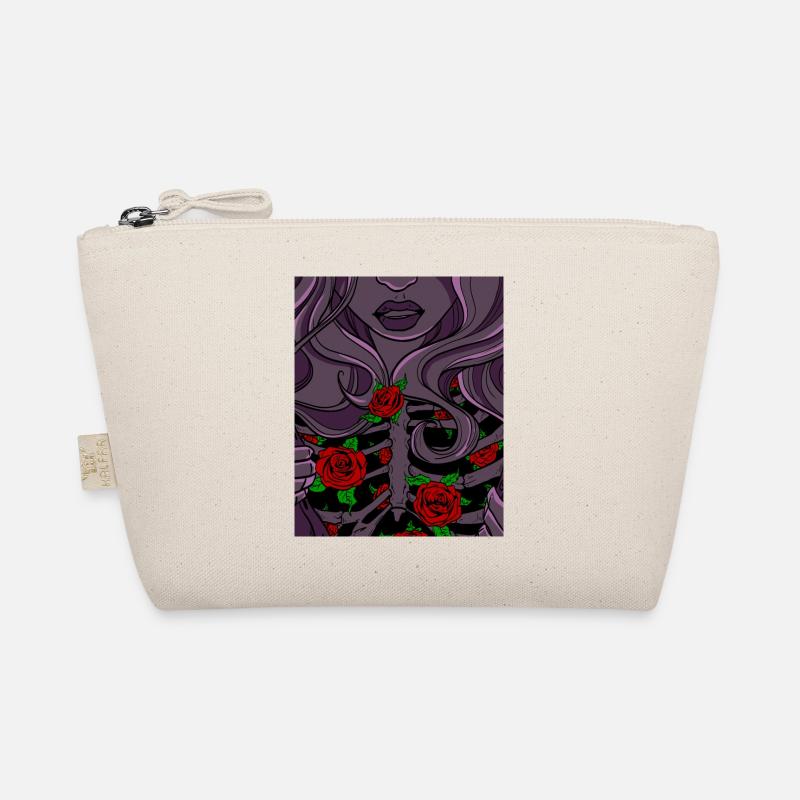 Girl Roses Skelleton - Bio-Täschchen - Natur