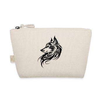 Wolf Silhouette Tribal Tattoo Style Tier Natur Fan - Bio-Täschchen - Natur - Vorne
