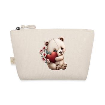 Cute bear with heart and flowers - Organic Pouch - nature - Front