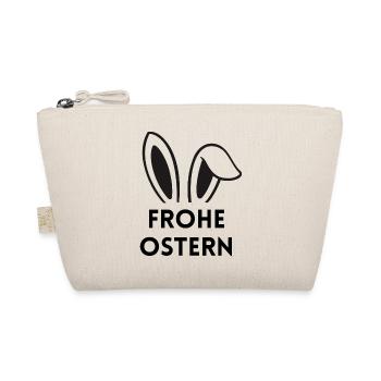 Frohe Ostern - T-Shirt mit Hasenohren und Text - Bio-Täschchen - Natur - Vorne