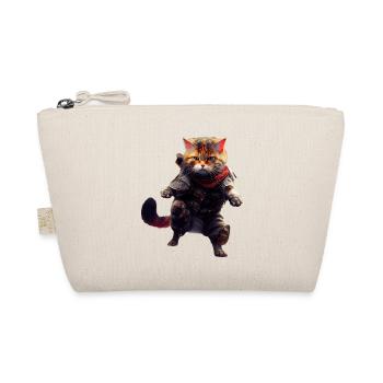 Cat as fighter in battle outfit in position - Organic Pouch - nature - Front