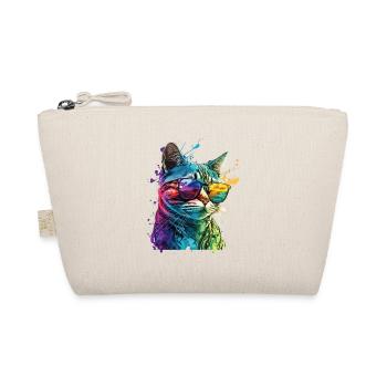 Katze Mit Sonnenbrille Splash Bunt Tier Kunst - Bio-Täschchen - Natur - Vorne