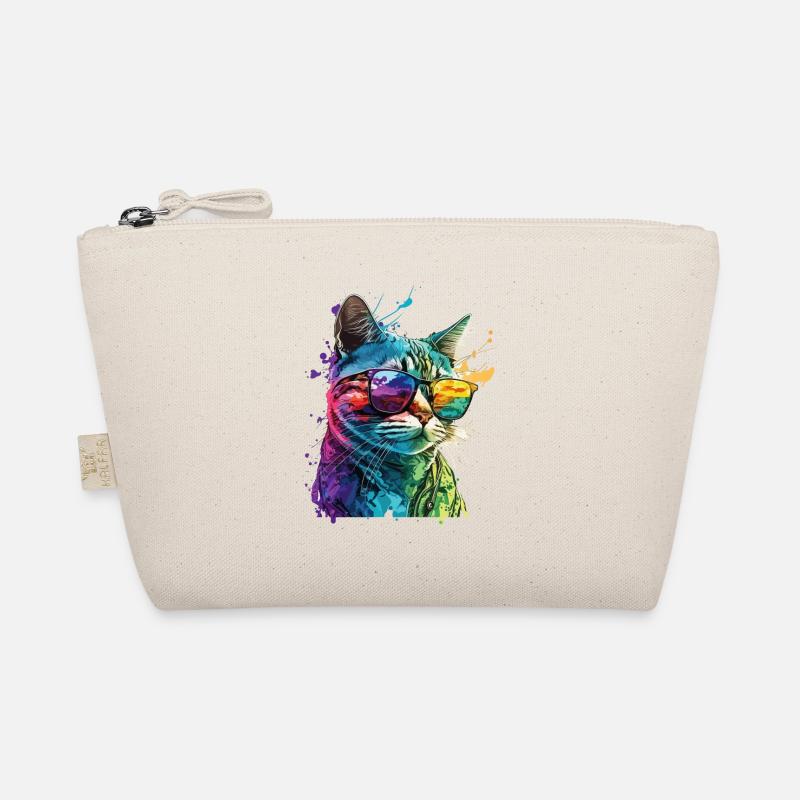Chat avec des lunettes de soleil éclabousser l’art animal coloré Trousse biologique