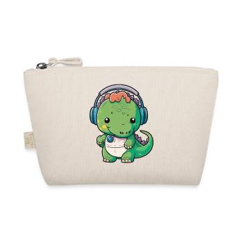 Kawaii Cute Happy Colorful Dino avec des écouteurs - Trousse biologique - nature - Devant