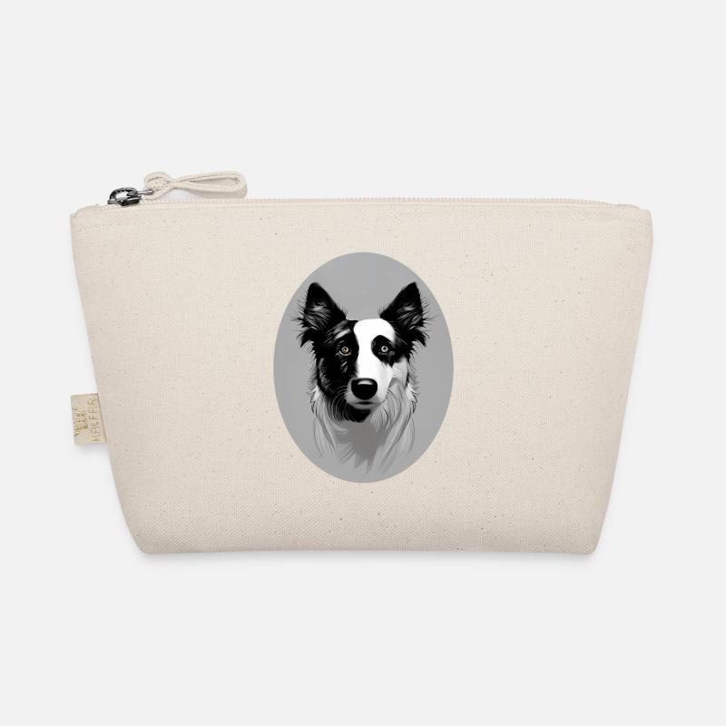 Border Collie Schwarz-Weiß oval Bio-Täschchen