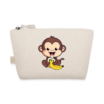 cute monkey eats a banana - Organic Pouch - nature - Front