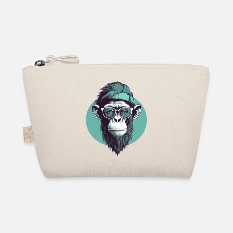 Cooler Hipster Affe mit Brille und Cap Bio-Täschchen