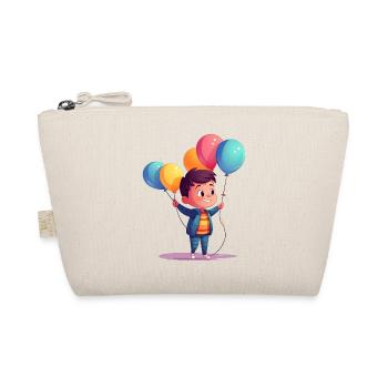 Fröhliches Kind mit bunten Luftballons - Bio-Täschchen - Natur - Vorne