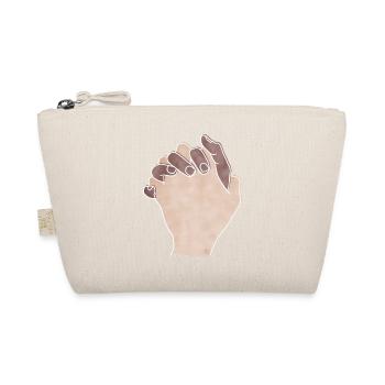 "Together Forever", Boho Line Art Design, "Hands" - Organic Pouch - nature - Front