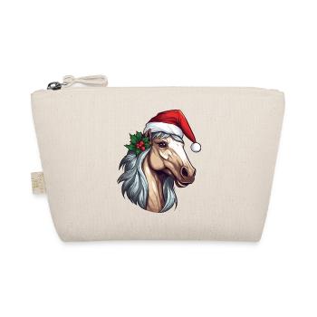 Horse Christmas Horse Head Winter Riding - Organic Pouch - nature - Front
