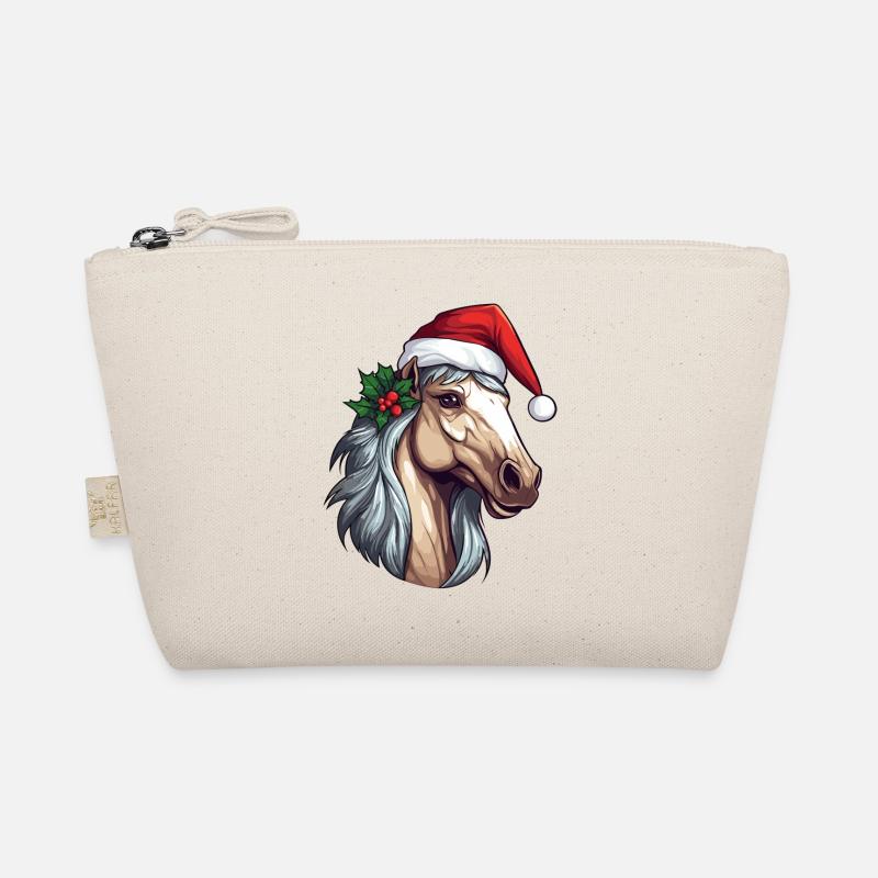 Pferd Weihnachten Pferdekopf Winter Reiten - Bio-Täschchen - Natur