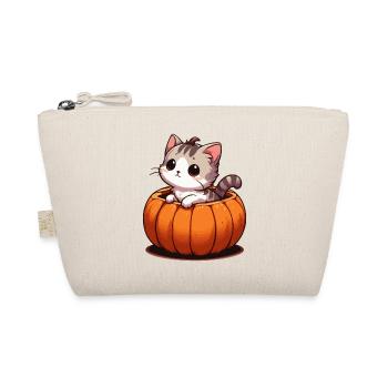 Cat in Pumpkin Halloween - Organic Pouch - nature - Front