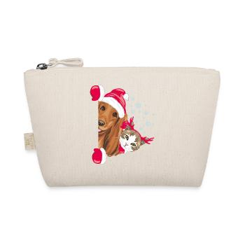 Peeking Santa Cocker Spaniel dog and cat - Organic Pouch - nature - Front