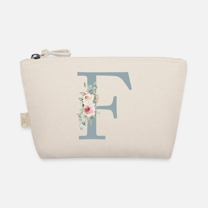F| Monogram | Eucalyptus Pastel Flower Blue Organic Pouch