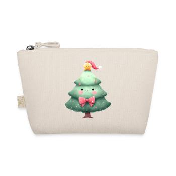 Cute Christmas tree with hat and bow - Organic Pouch - nature - Front
