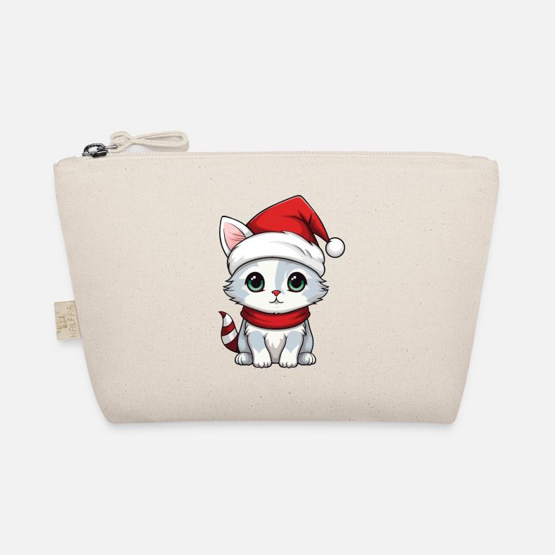 Chat Noël Chat De Noël Mignon Joyeux Catmas Trousse biologique