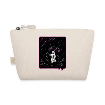 Cute Ghost with Umbrella in the Rain Cartoon Style - Organic Pouch - nature - Front