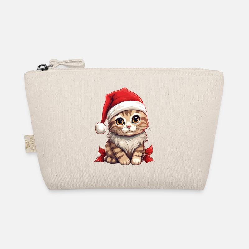 Chat Noël Chat De Noël Mignon Joyeux Catmas Trousse biologique