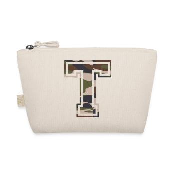 T, Monogramm, Camouflage Grün-Braun - Bio-Täschchen - Natur - Vorne