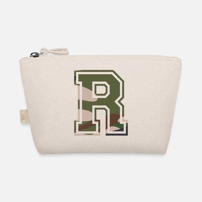 R, Monogramm, Camouflage Grün-Braun Bio-Täschchen