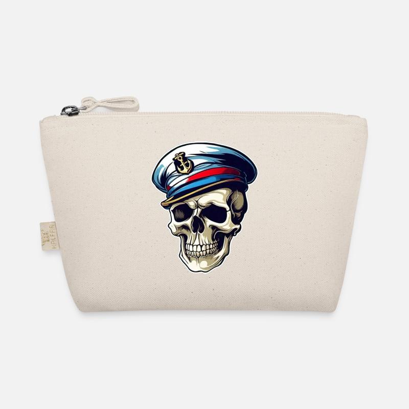 Crâne souriant avec casquette de capitaine Trousse biologique
