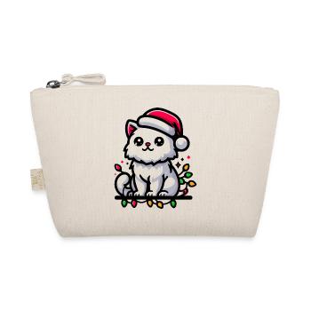 Mignon chat de Noël père Noël chapeau lumières de Noël - Trousse biologique - nature - Devant