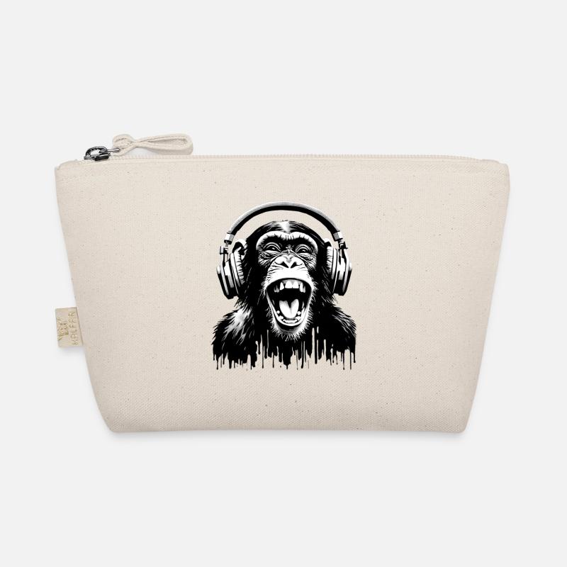 Music Monkey World 🎧 Affe mit Kopfhörern Bio-Täschchen