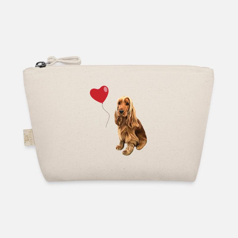 Hund/Cockerspaniel mit Herz - Bio-Täschchen - Natur