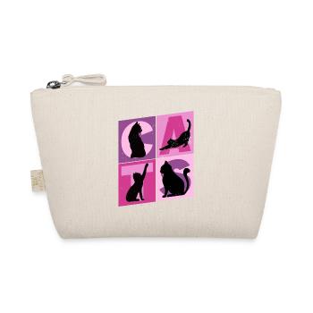 Cat Silhouettes Pink Pink Purple Vintage Retro - Organic Pouch - nature - Front