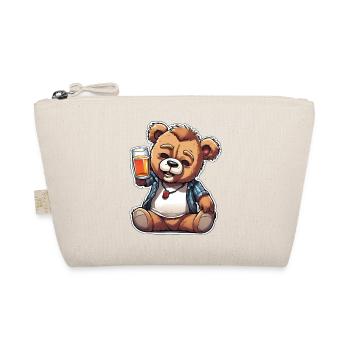 Celebrating teddy bear with beer - Organic Pouch - nature - Front