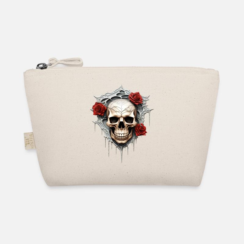 Dunkle Gothic Totenkopf Rosen Blumenkunst Grafik Mode Bio-Täschchen