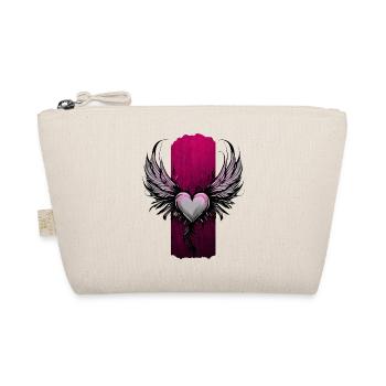 Celestial Embrace: Winged Valentine Heart - Organic Pouch - nature - Front