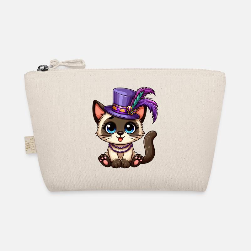 Cute Siamese Cat Mardi Gras Comic Organic Pouch