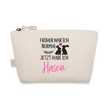Früher war ich normal jetzt habe ich Hasen Spruch - Bio-Täschchen - Natur - Vorne