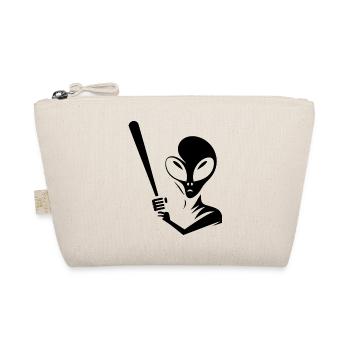 Alien Baseball Player Silhouette Minimalist - Organic Pouch - nature - Front