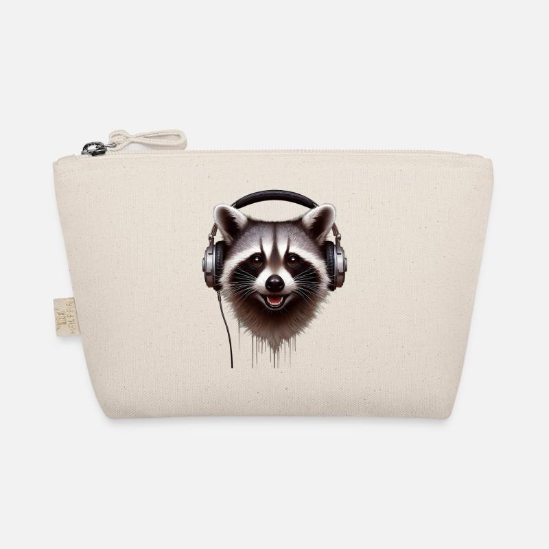 Waschbär mit Kopfhörern Bio-Täschchen