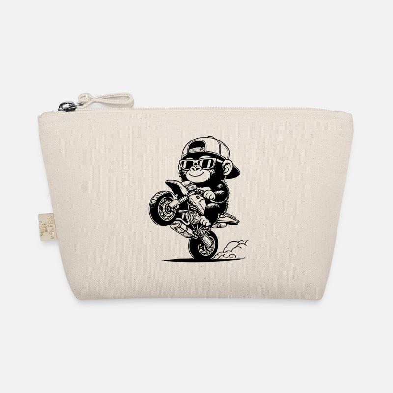 Stylischer Gorilla bäumt sich auf einem Motorrad auf Bio-Täschchen