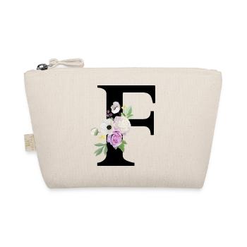 Purple Floral Letter F - Organic Pouch - nature - Front