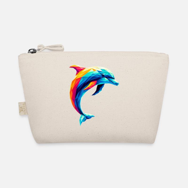 Ein bunter Delfin im Polygon-Stil - Bio-Täschchen - Natur