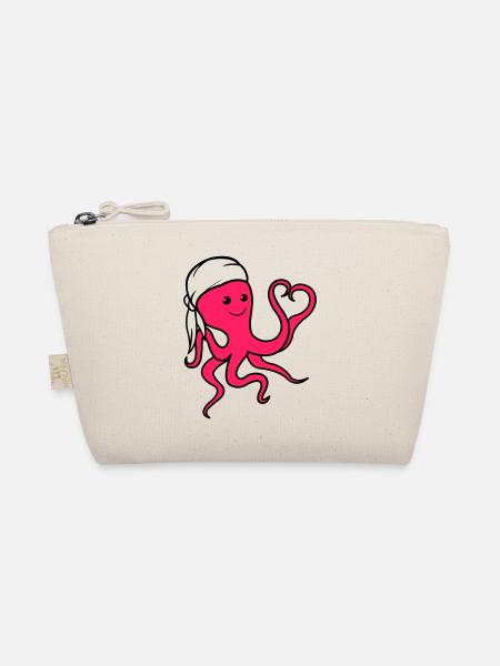 Pieuvre en Pirate Amoureux - Trousse biologique - nature - Devant