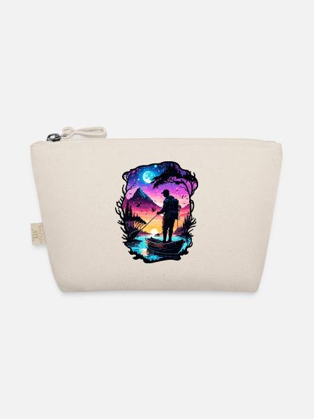 Angler Siluette / Fishing / Fish / Lake / Sport - Organic Pouch - nature - Front