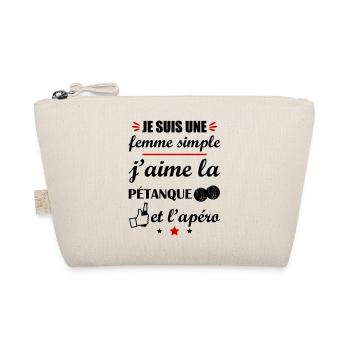Femme simple pétanque apéro, fête des mères - Trousse biologique - nature - Devant