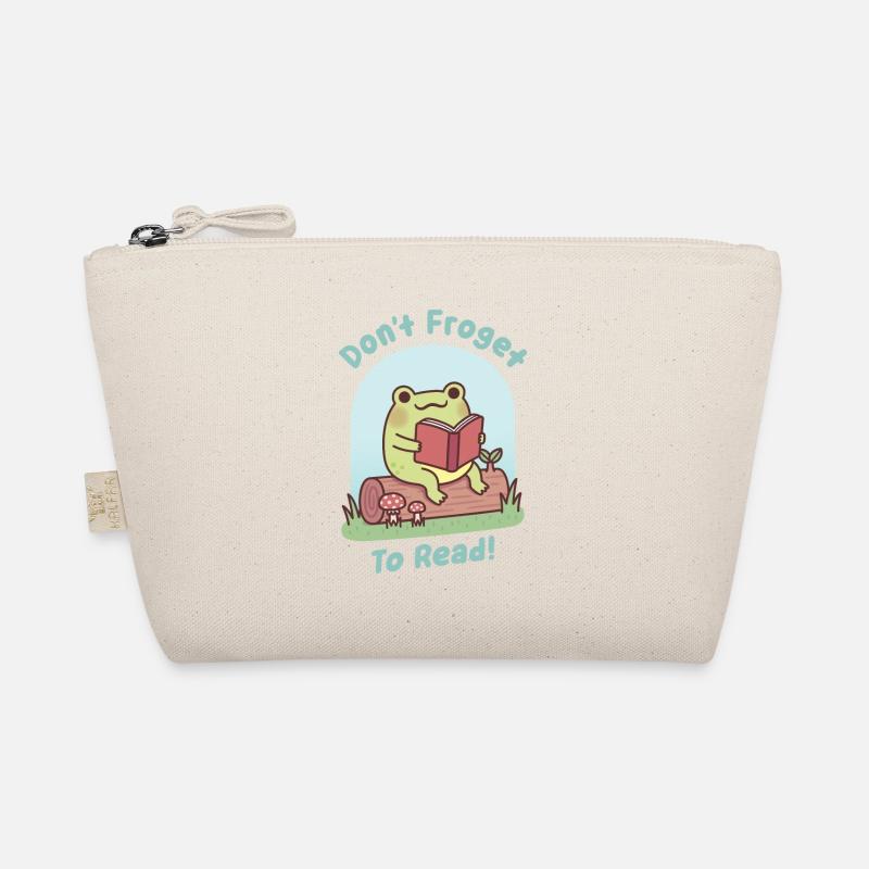 Cute Frog Happily Reading Dont Froget To Read Pun Organic Pouch