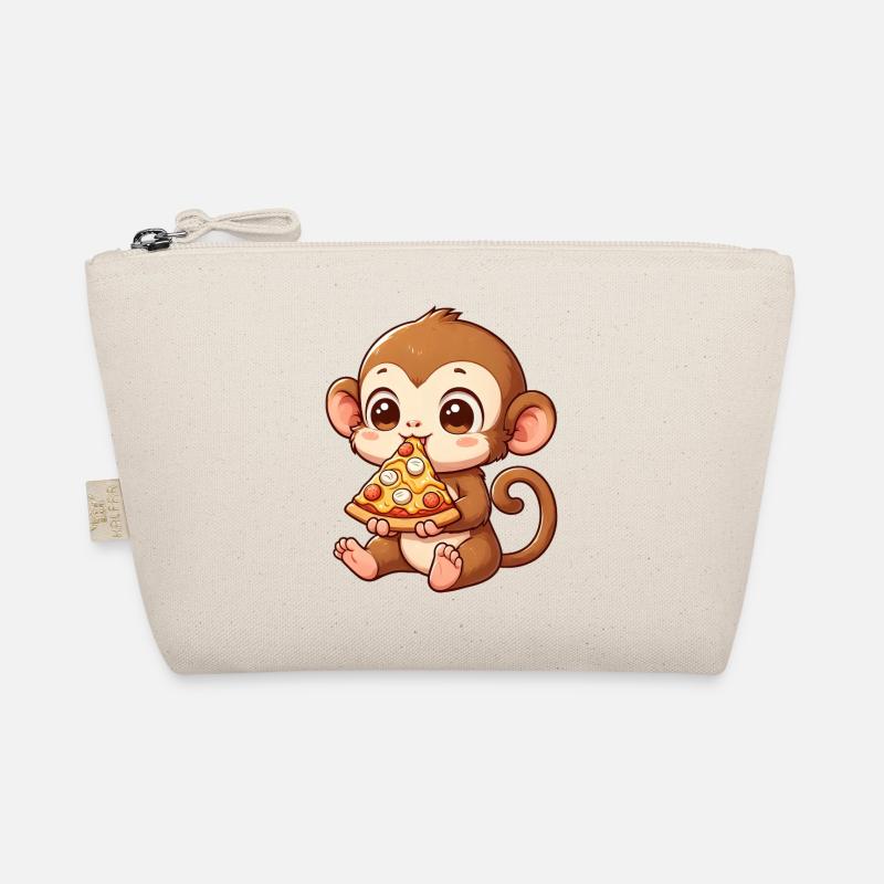 Funny monkey loves pizza funny chimpanzee Organic Pouch
