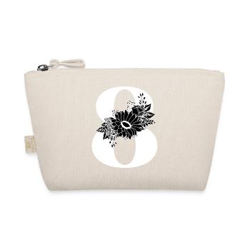 Number 8 Black Floral -8th Birthday Floral - Organic Pouch - nature - Front