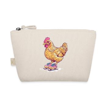 Chicken on Skates Cartoon - Organic Pouch - nature - Front
